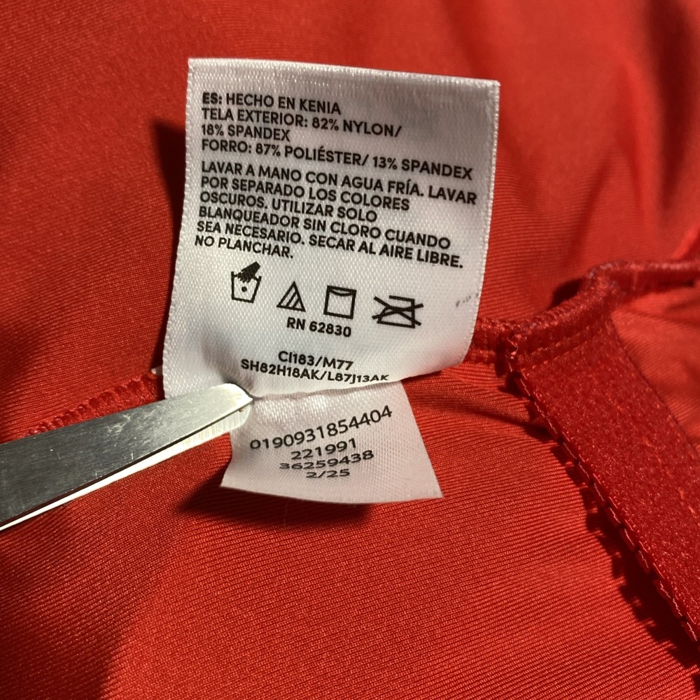 Lands' End Womens Red Pink Colorblock One Piece Swimsuit Scoop Neck Large 14-16 - Picture 6 of 6